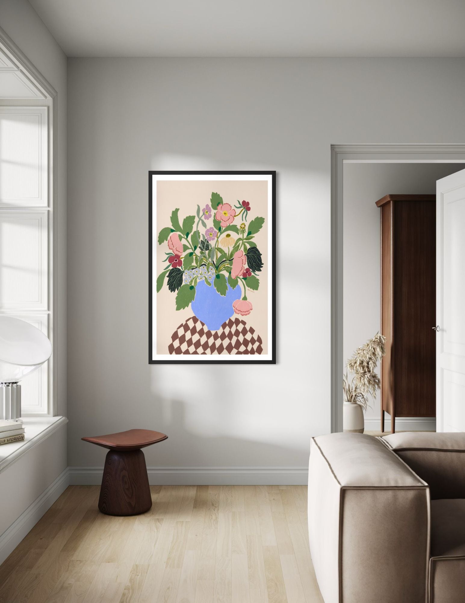 Peonies In A Blue Vase