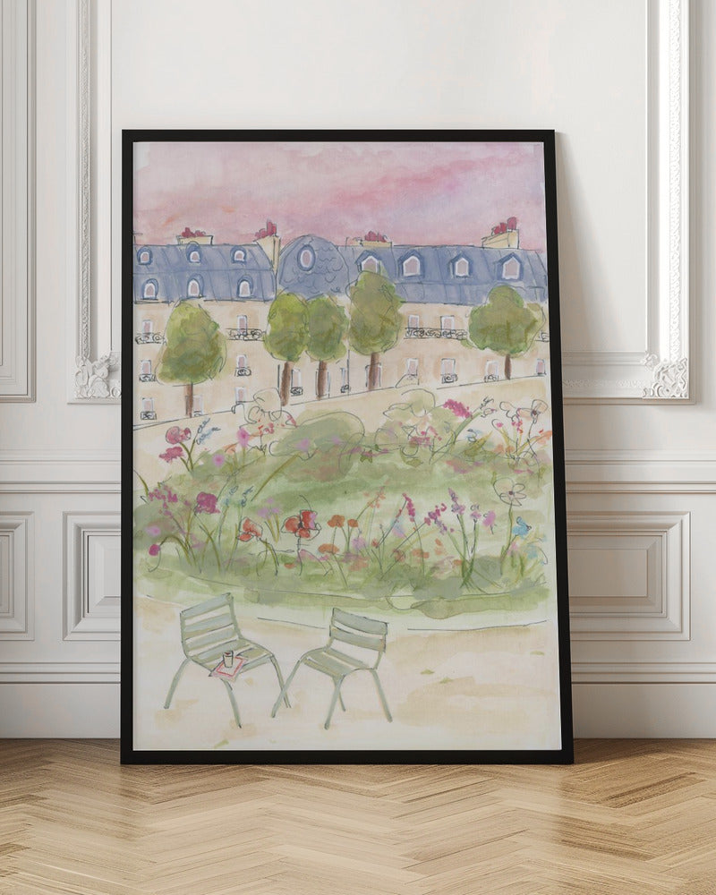 Sunset Over Paris Buildings
