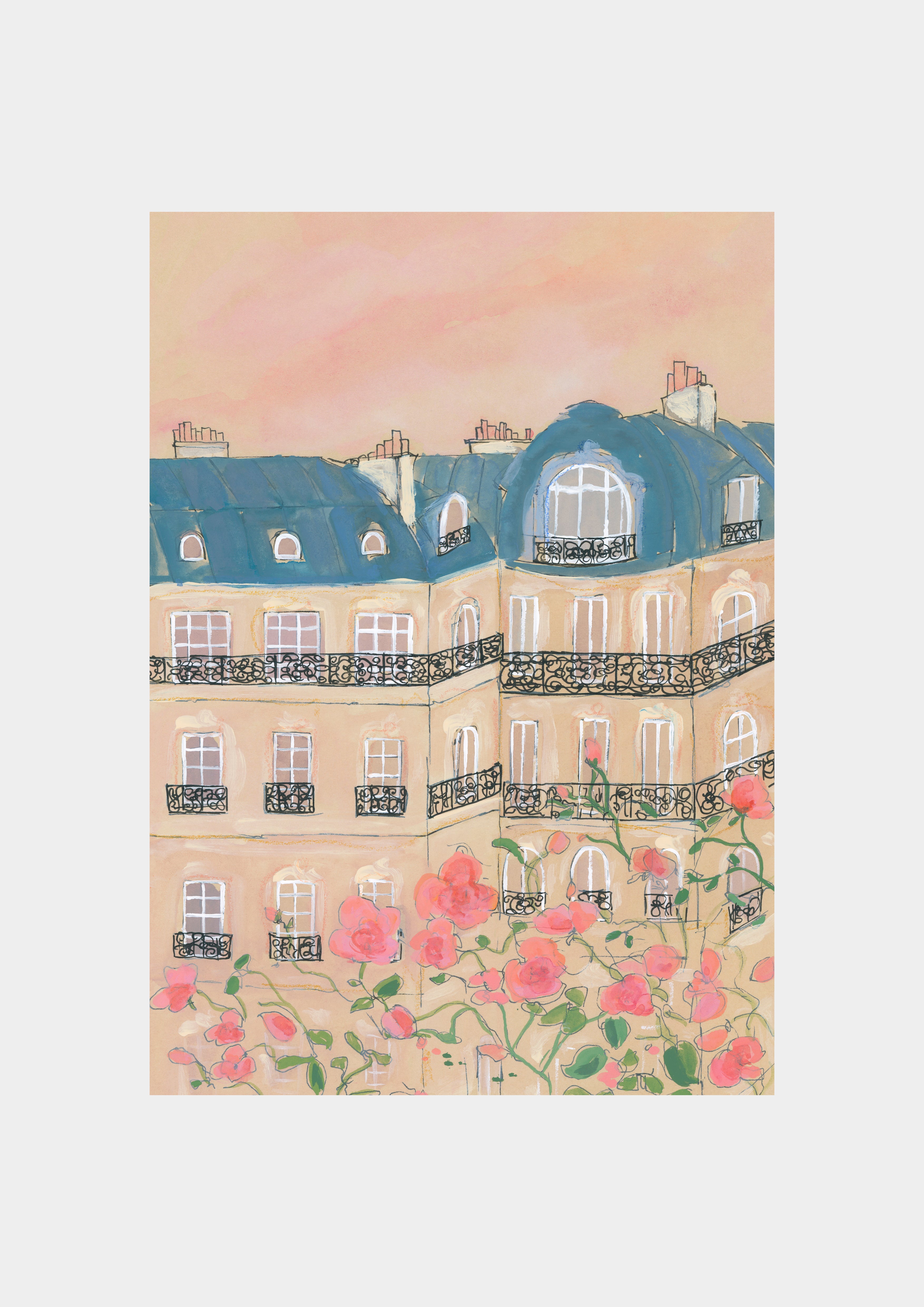 Sunset Over Paris Buildings